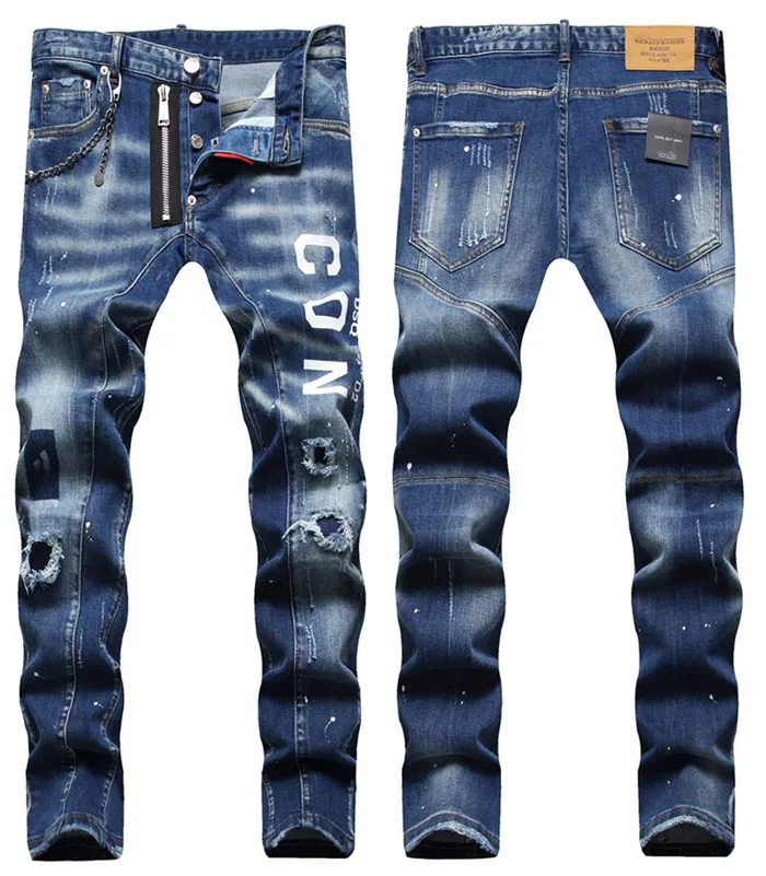 TR APSTAR DSQ Heren Jeans Hip Hop Rock Moto DSQ COOLGUY JEANS Design Ripped Denim Biker DSQ Jeans voor heren 1092 kleur blauw