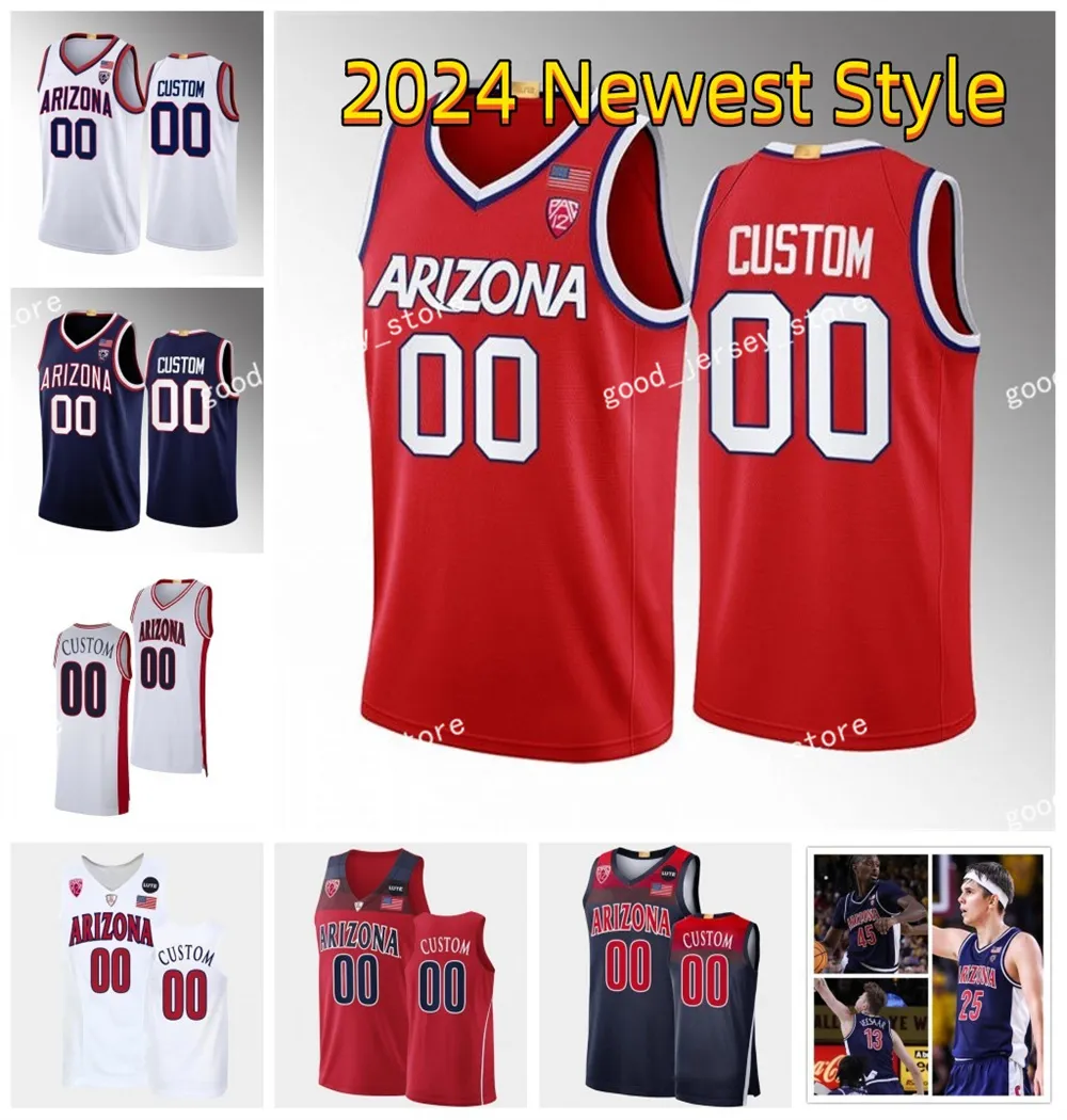 Arizona Wildcats Basketball-Trikot 5 KJ Lewis 14 Motiejus Krivas 23 Paulius Murauskas 30 Jackson Cook 55 Conrad Martinez Arizona-Trikots individuell genähte Herren-Jugend