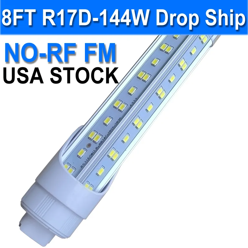 R17d 8 Foot Led Light Tube 2 Pin V Shaped Bulb ,144W Rotatable HO Base T8 T10 T12 to Replace 8FT LED Tube Lights, 14400LM Cold White 6500K,Clear Cover, AC 85-277V usastock