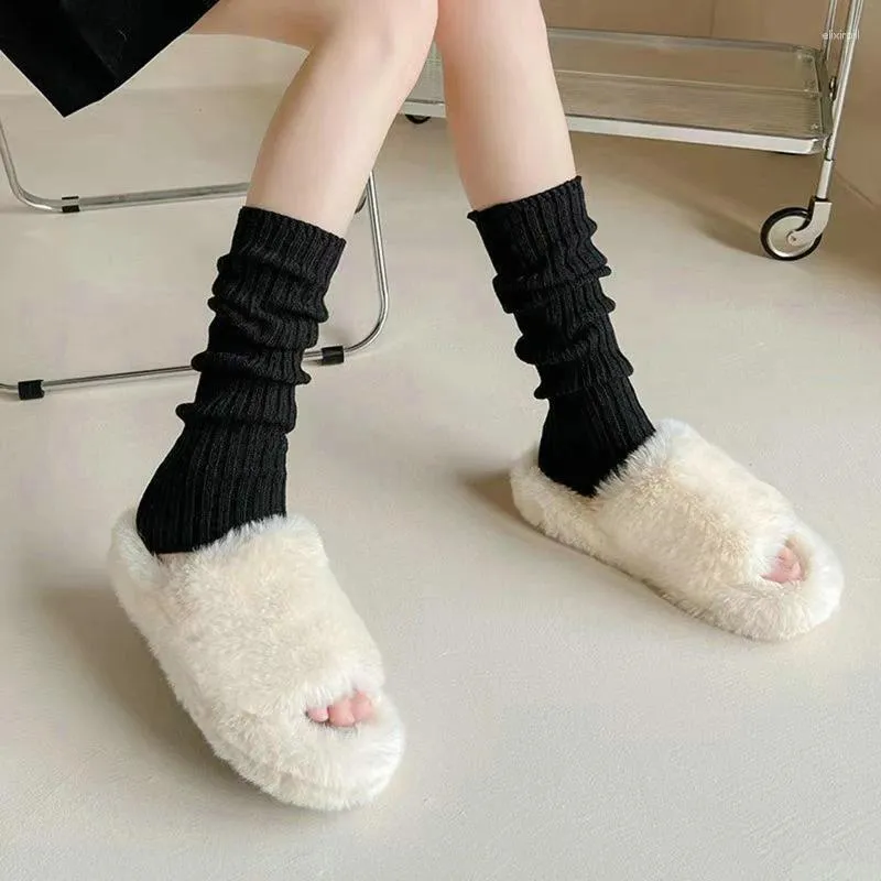 Frauen Socken Lange Wolle Gestrickte Fuß Abdeckung Arm Wärmer Y2k Herbst Winter Häkeln Haufen Boot Manschetten Strümpfe