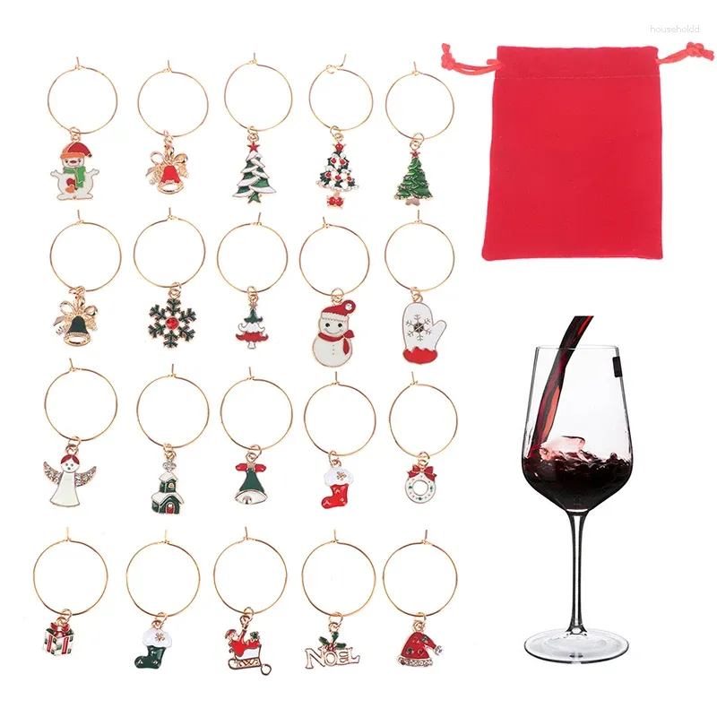 Party Decoration 20st Christmas Wine Glass Markers Holiday Drink Marker Charms för glasögon