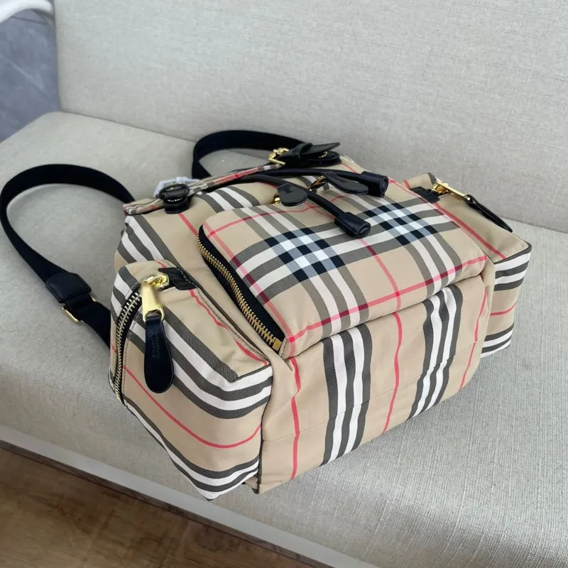 Designer Plaid Stripe Backpack New Fashion Travel Backpack Multi Functional Flip Strap Oxford Waterproof Book Bag