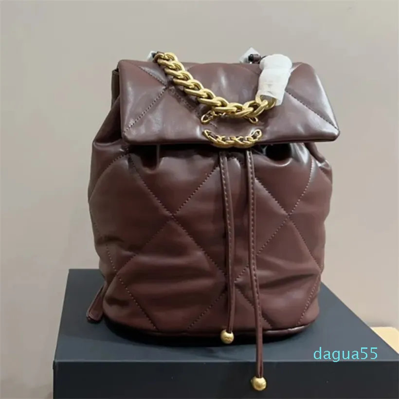 Couro clássico feminino designer mochila número de série moda mini senhoras ombros saco grosso corrente senhora mochila