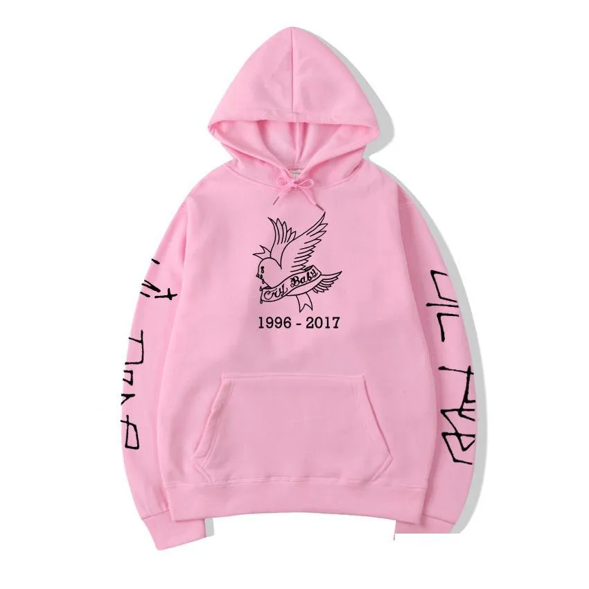 Kvinnors hoodies tröjor gråter baby lil peep hoodies kvinnor casual plover harajuku mode lil-peep sweatshirt hip hop män homme r. dh81h