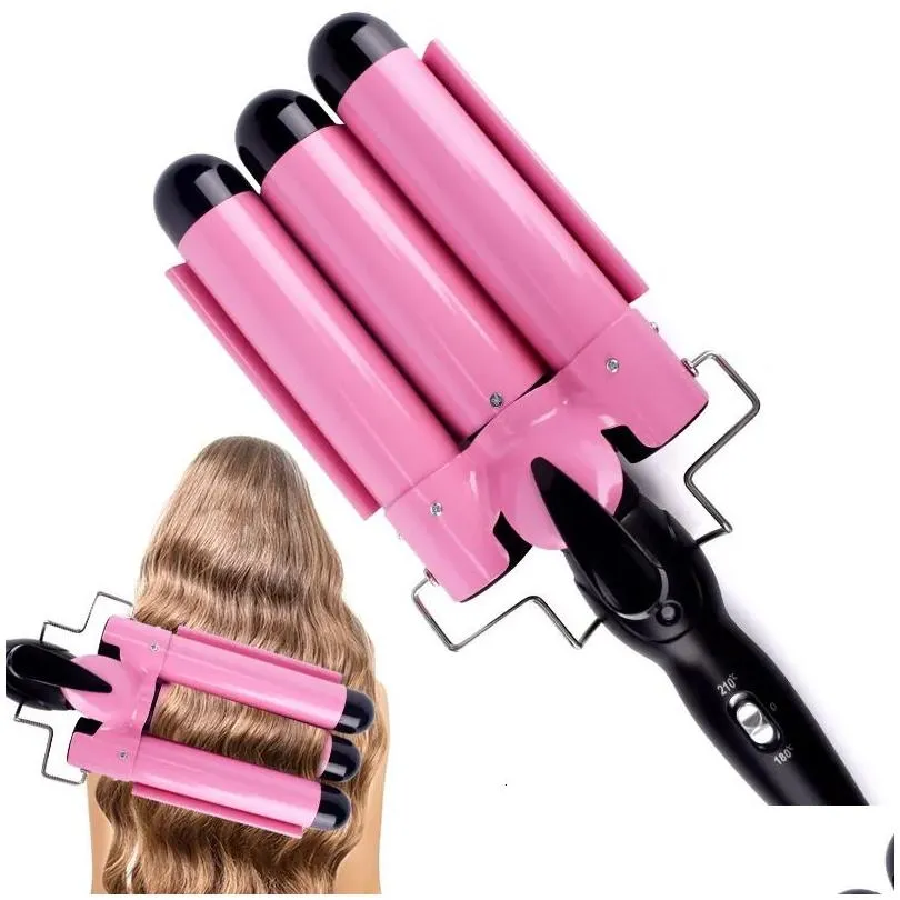 Ferri arricciacapelli Ferro per capelli professionale Bigodino a tripla canna in ceramica Wave Waver Strumenti per lo styling Styler Wand 240126 Consegna a goccia Prodotti Dhnzo