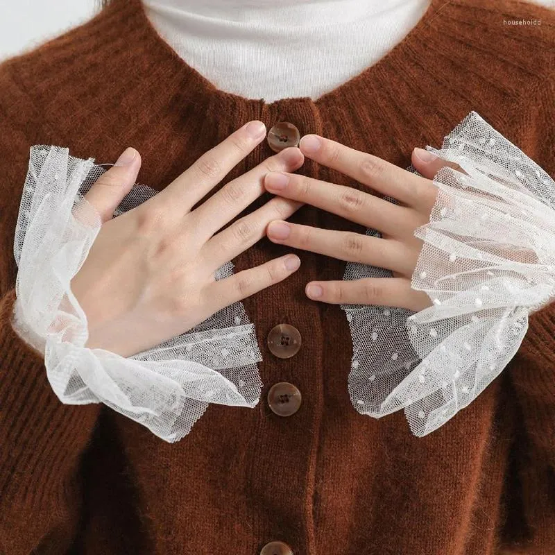 Podkładki kolan 2PCS słodkie bajki koronkowe mankiety z polka kropki fałszywe rękawy flary sweter dekoracja bluzki elastyczne podgrzewacze na nadgarstki mankiet z rękawów łokci