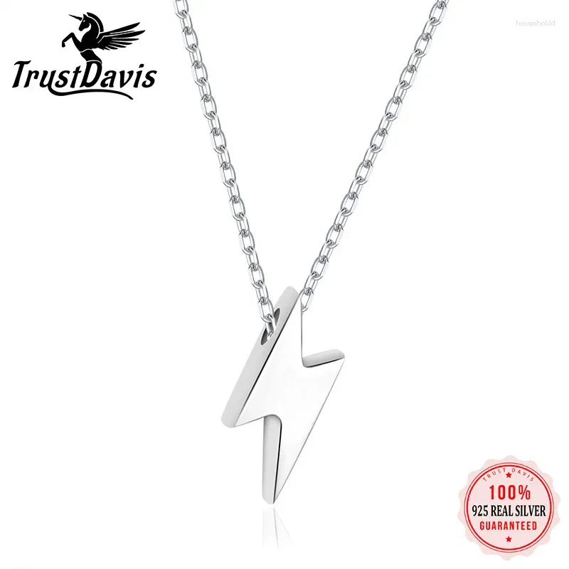 Pendentifs TrustDavis collier foudre 925 en argent Sterling fait réel pendentif filles amour cadeau pour les femmes colliers bijoux DS2356