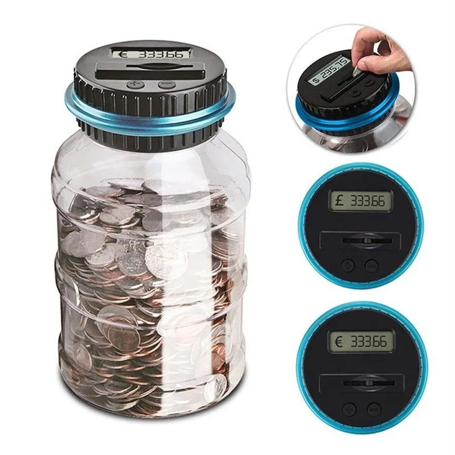 2 5L Piggy Bank Counter Coin Electronic Digital LCD Counting Coin Spara Money Box Jar Coins Storage Box för USD Euro GBP Money 20276p