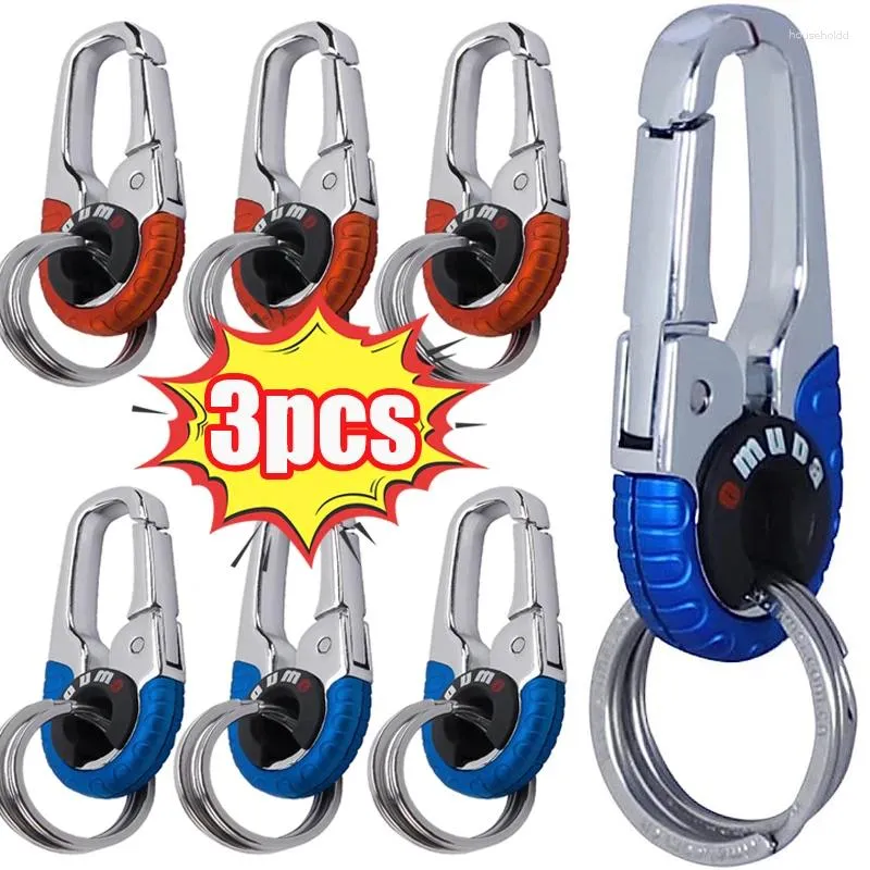 Chaveiros 3pcs carro masculino chaveiro de aço inoxidável porta-chaves chaveiro acampamento escalada anel de metal acessórios de automóveis