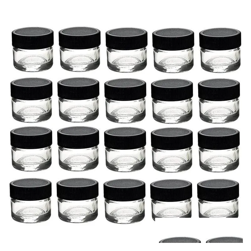 Packing Bottles Food Grade 5Ml Clear Glass Jar Bottle With Black Cap For Dab Extracts Shatter Live Resin Rosin Wax Concentrates Contai Dhfcg