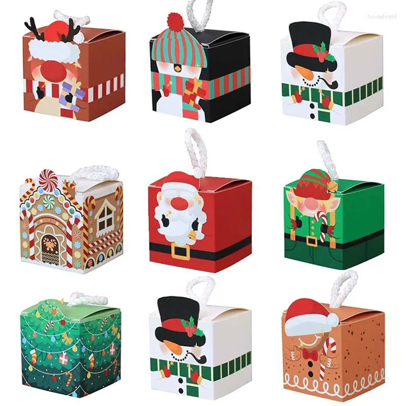 Present Wrap 8st Christmas Boxes Chocolate Candy Cookie Packaging Box Bag S For Home Navidad År 2024