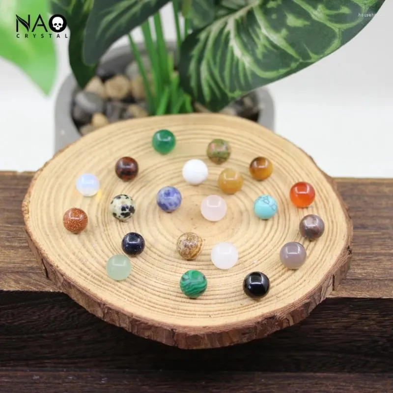 Decorative Figurines 10mm Mini Crystal Ball Set Reiki Healing Quartz Opal Round No Hole Beads Natural Gems Sphere Decor Pocket Stone Mineral