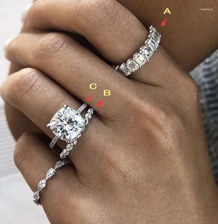 حلقات الكتلة الأصلية 925 ستيرلنج الفضة التي تم إنشاؤها الماسي في زفاف المشاركة كوكتيل نساء توباز الأحجار الكريمة الخاتم المجوهرات الأصابع