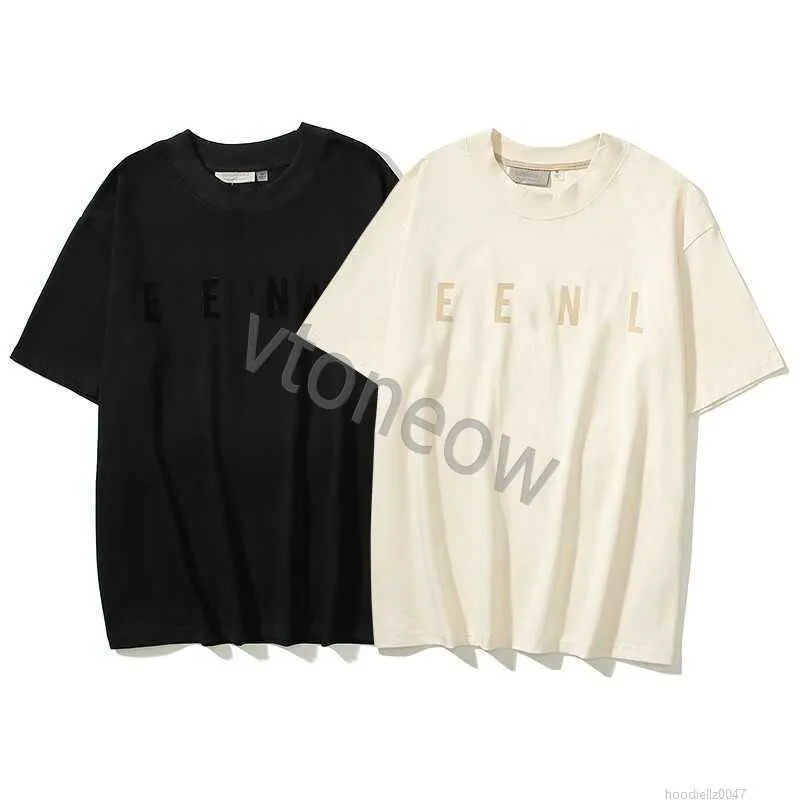 2023 Summer Mens T-shirts Designer Tee Luxury Flocking Letter Tshirt T Shirt Classic Fashion Womens Ess Short Sleeve Casual Cotton T-Shirt Fears Tops Of God GBBM