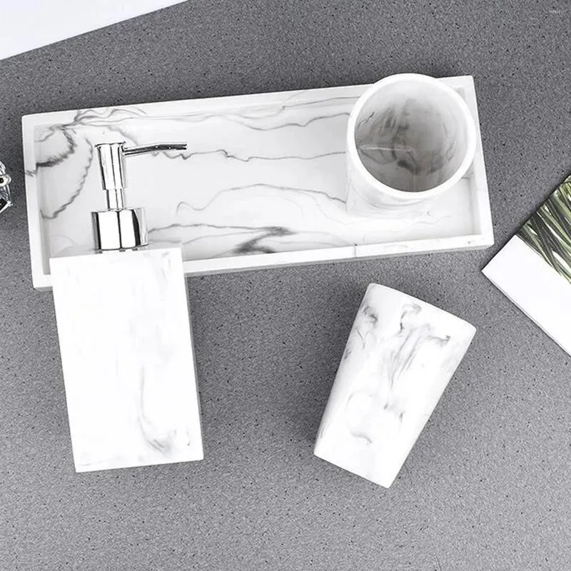 Ensemble d'accessoires de bain, distributeur d'accessoires de salle de bain, Style nordique, Texture de marbre moderne