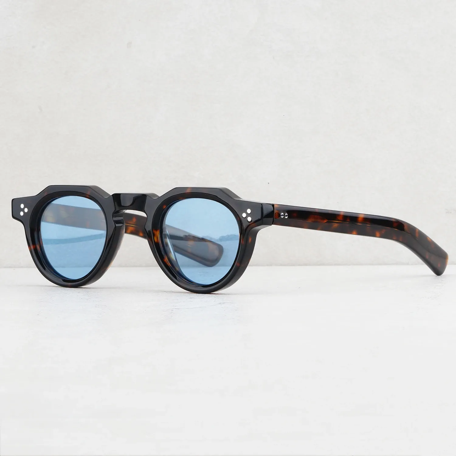 Retro Round Sunglasses - Vintage Acetate Frame, Polarized 