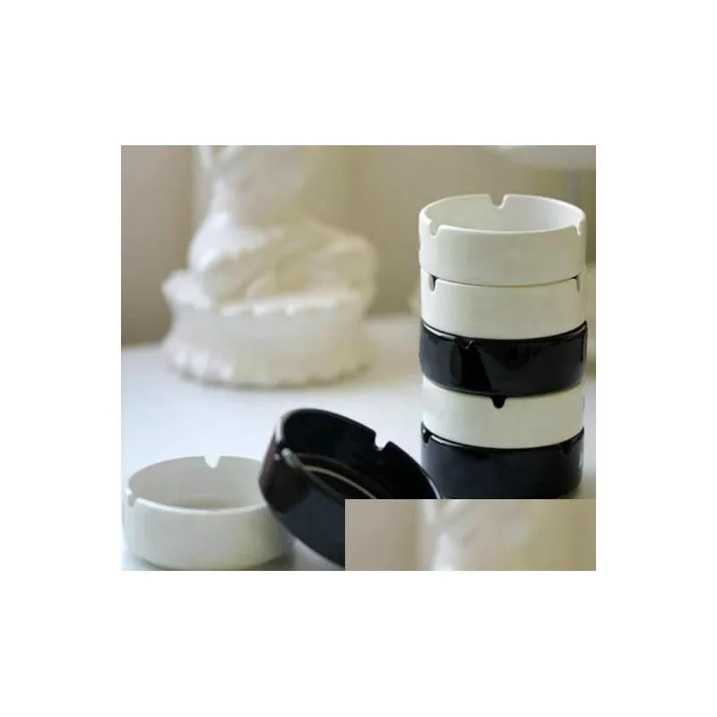 Popielnice ceramika popielniczka z modną klasyczną białą i czarną okrągłą prezentem VIP Drop dostawa domowy ogród domowe opalania palenia dhqys