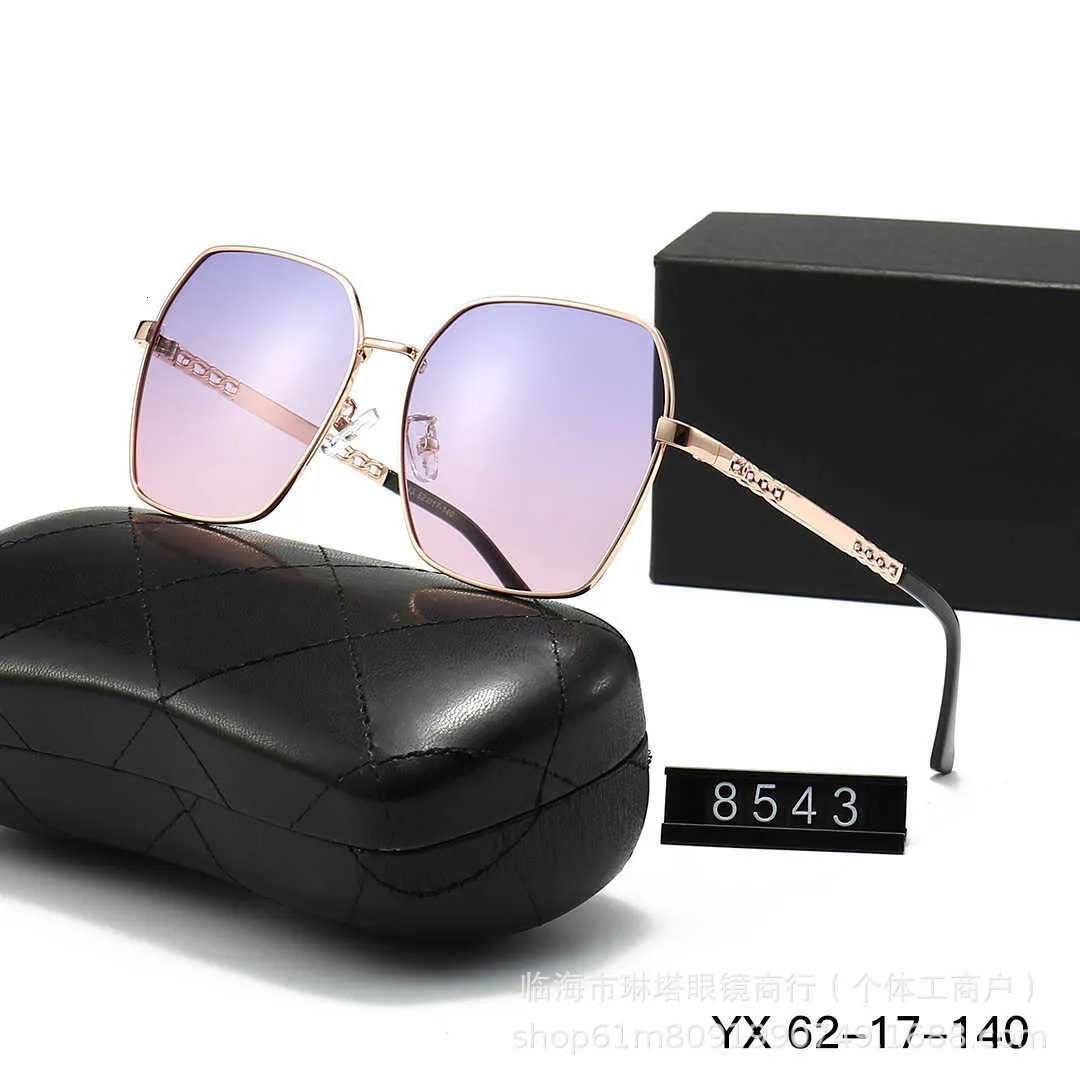 2024 Nieuwe kleine geurige stijl metalen gepolariseerde zonnebril met grote frame trendy paddespiegelrivores voor vrouwen