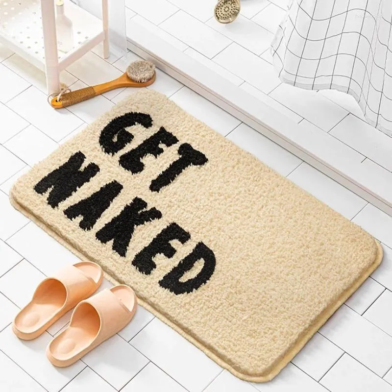 Tapis Tapis de salle de bain super doux Ins Words Tufting Tapis confortable Absorbant Tapis antidérapant Tapis de sol de porte de cuisine Chambre d'art moderne