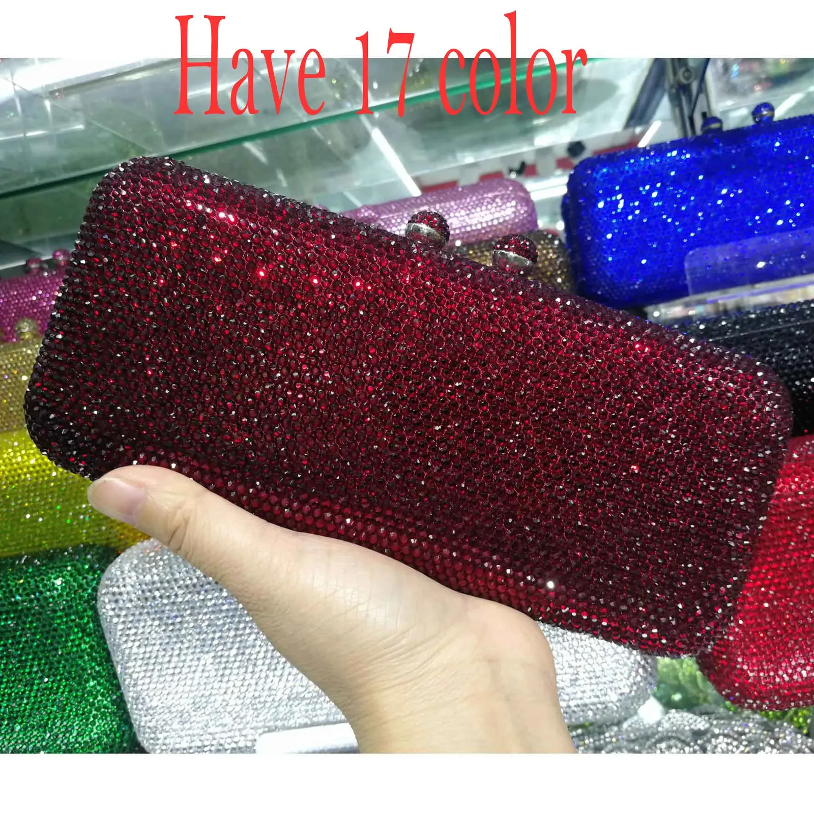 Wine Er Crystal Evening Clutch Bag Bridal Wedding Clutches Party Dinner Prom Chain Shoulder Handbag Purse 240129