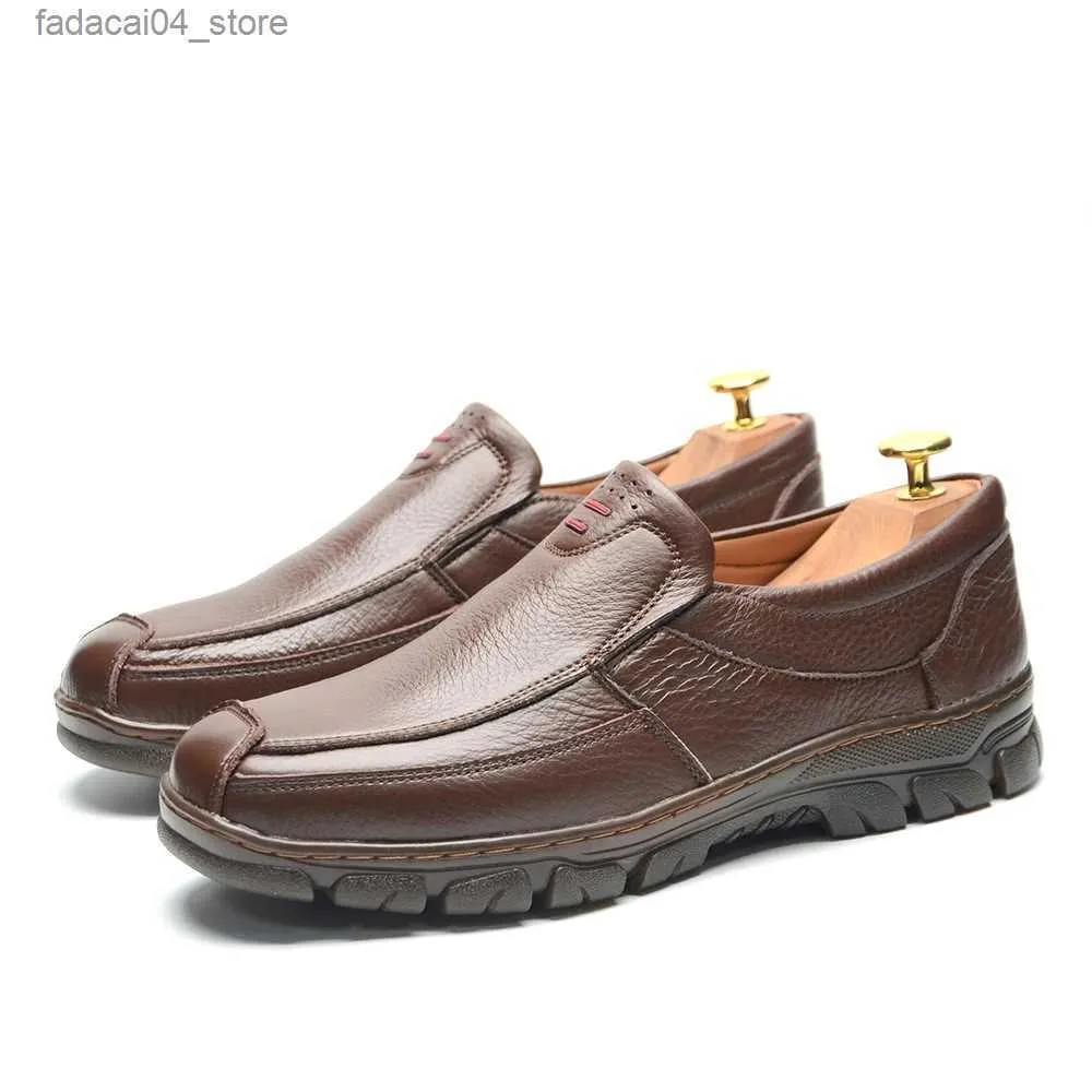Sapatos de rolo deslizamento-em sapatos casuais masculinos confortáveis mocassins de couro resistente antiderrapante costurado sola de borracha tênis diário sapatos de condução q240201