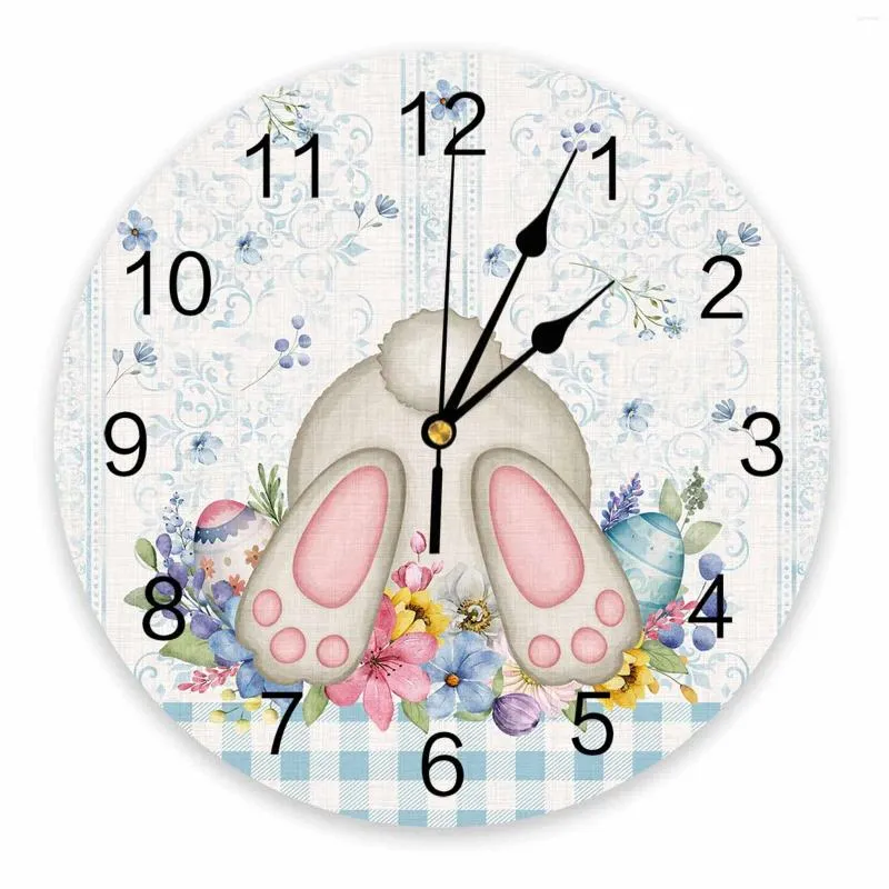 Настенные часы с пасхальным цветком и яйцом, печатные часы, современные бесшумные часы для гостиной, домашний декор, подвесные часы
