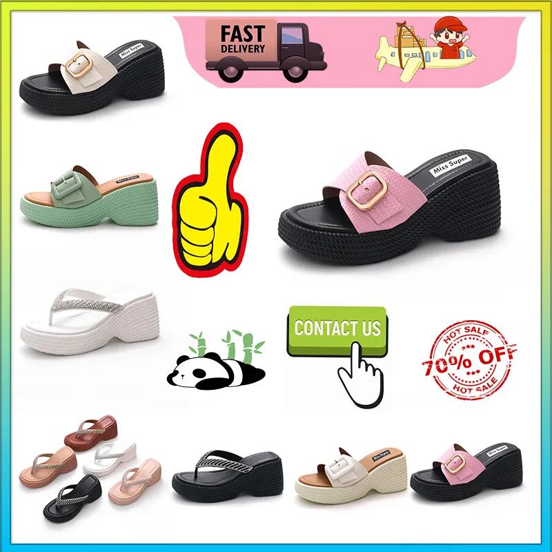 Designer Casual Plate-forme High Rise Semelle épaisse PVC Pantoufles Homme Femme Lumière Résistant à l'usure Cuir Caoutchouc Semelles souples Sandales Plat Summer Beach Slipper