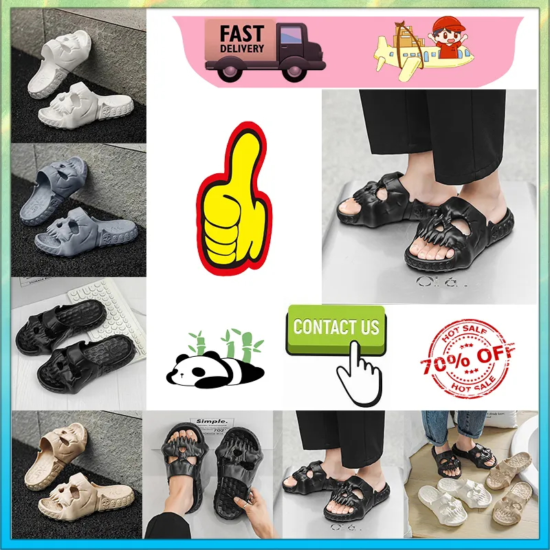 Designer casual plataforma esqueleto cabeça engraçado uma palavra arrastar chinelos sliders homens mulheres arco-íris slides sandálias sandálias macio grosso almofada chinelo nuvem slide