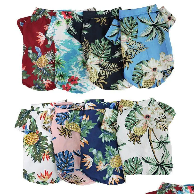 Hundkläder små husdjurskläder hawaiian stil andningsbar cool sommarkläder grossisttröjor för medelstora hundar MHY049 Drop Delivery Hom OTBO3