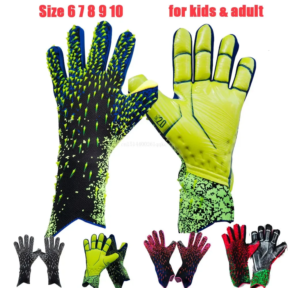 Guantes de portero de látex Fútbol engrosado Protección profesional Adultos Adolescente Portero Fútbol Portero Guantes de fútbol 240127