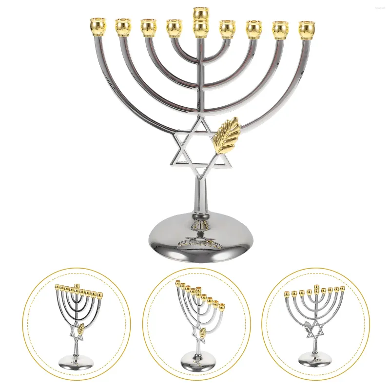 Portacandele Portacandele ebraico Ramo Candeliere Ornamento per feste in metallo Anno nove a testa