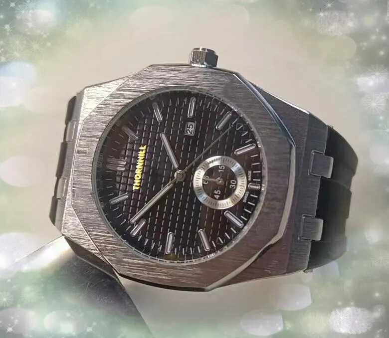 Top qualité hommes montre chronomètre glacé Hip Hop horloge décontractée homme noir bleu caoutchouc bande en acier inoxydable pleine fonction Quartz chronographe mouvement montre-bracelet cadeaux