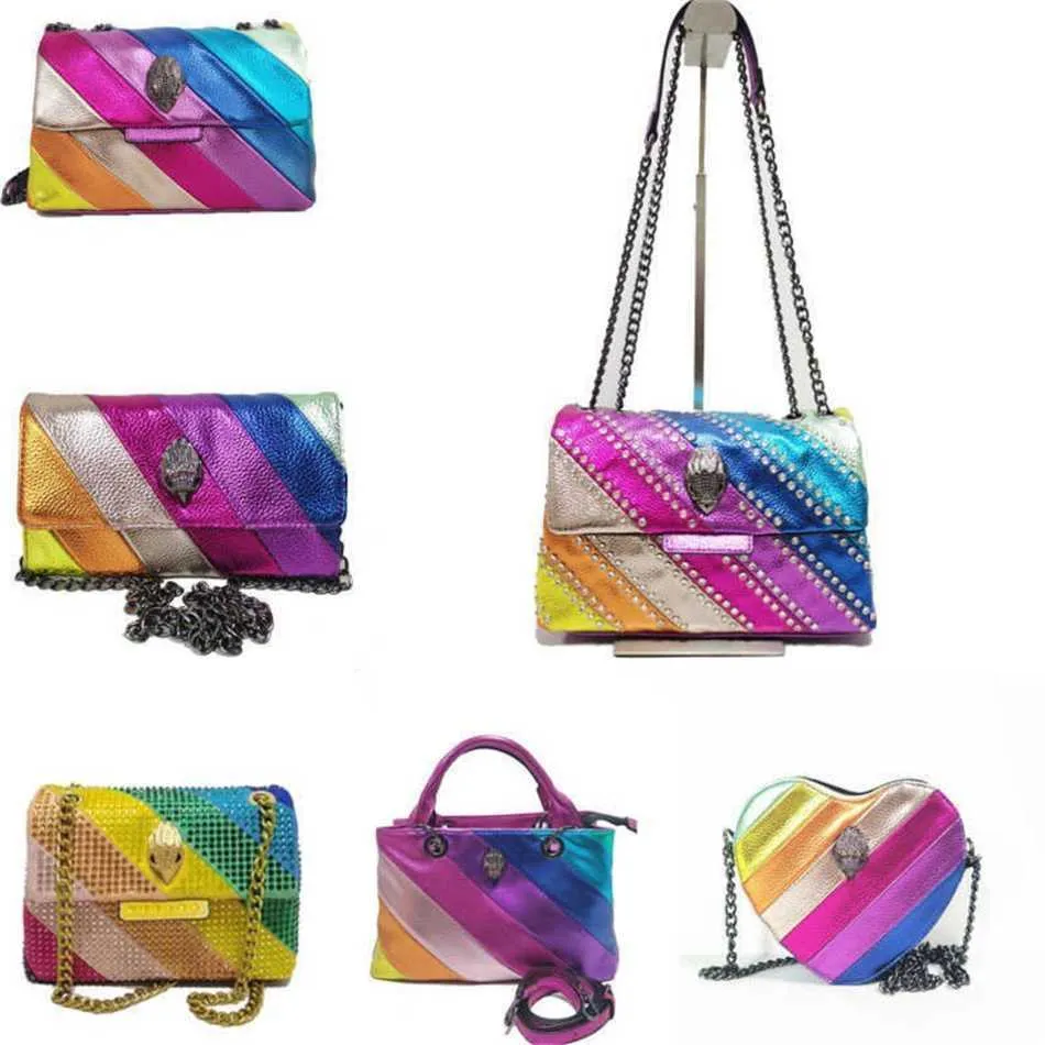Sälj Kurt Eagle Head Designer Bag Diamond Shoulder Bags Stora kapacitet Tygväska Iridescens Skärning Färg Crossbody Väskor Rainbow Chain Purse Handbag 230915