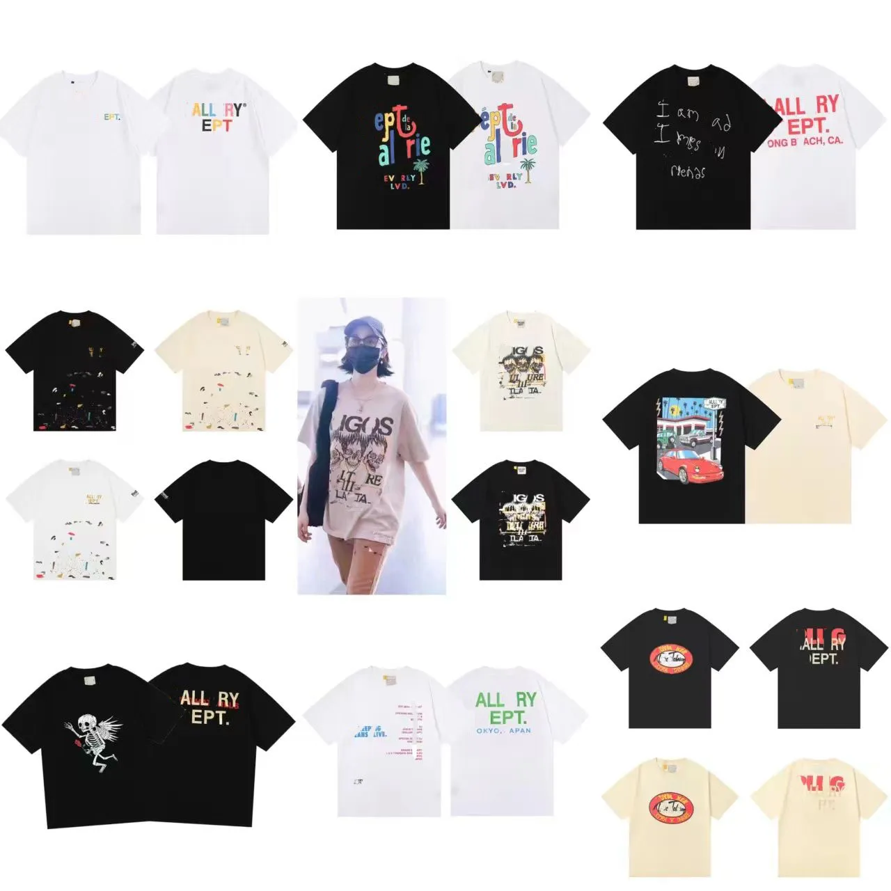 SS New Allyept Tシャツラウンドネックレター印刷された男性と女性のためのピュアコットンティー