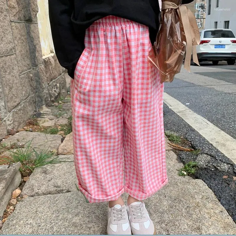 Hosen 2024 Frühling Ankunft Mädchen Mode Plaid Hosen Kinder Hosen