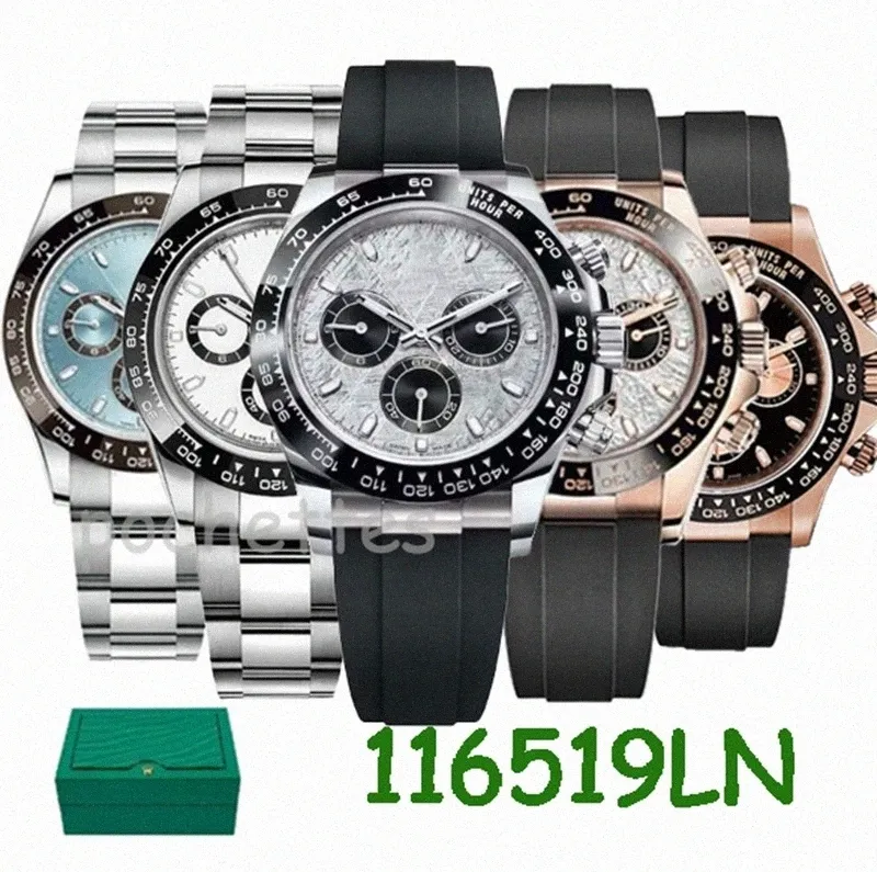 시계 고품질 남성 시계 116500 디자이너 40mm 자동 움직임 방수 녹색 상자 B347#
