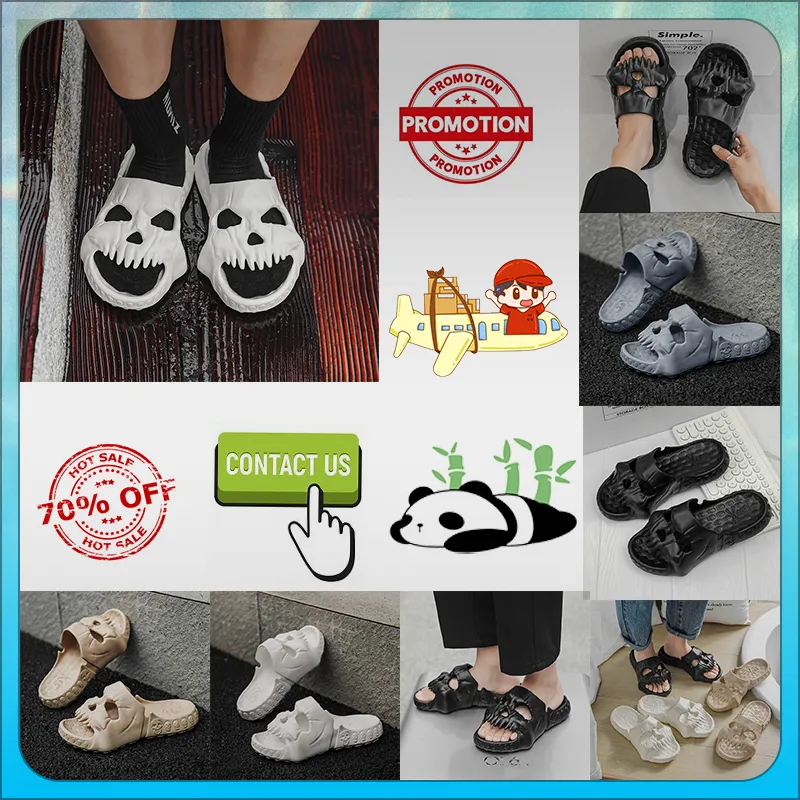 Designer Casual Platform Skeleton Head Divertente One word Drag Pantofole sandali resistenti all'usura e traspiranti in pelle con suola morbida in gomma Flat Summer