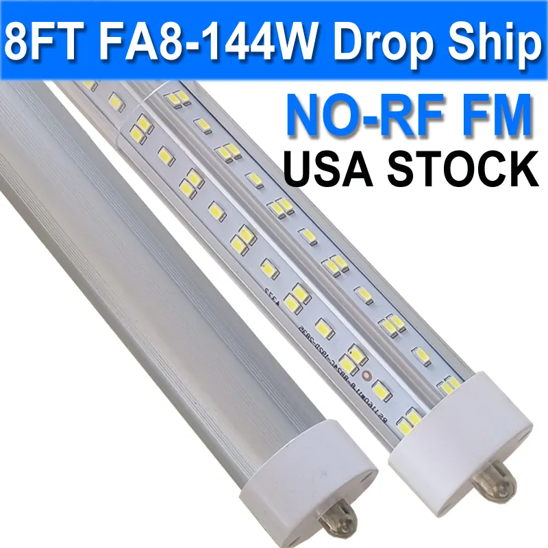 T8 V Shaped 8FT LED Tube Light 144W 270 Degree Single Pin FA8 Base, 18000LM, 8 Foot Double Side (300W LED Fluorescent Bulbs Replacement),Dual-Ended Powers usastock