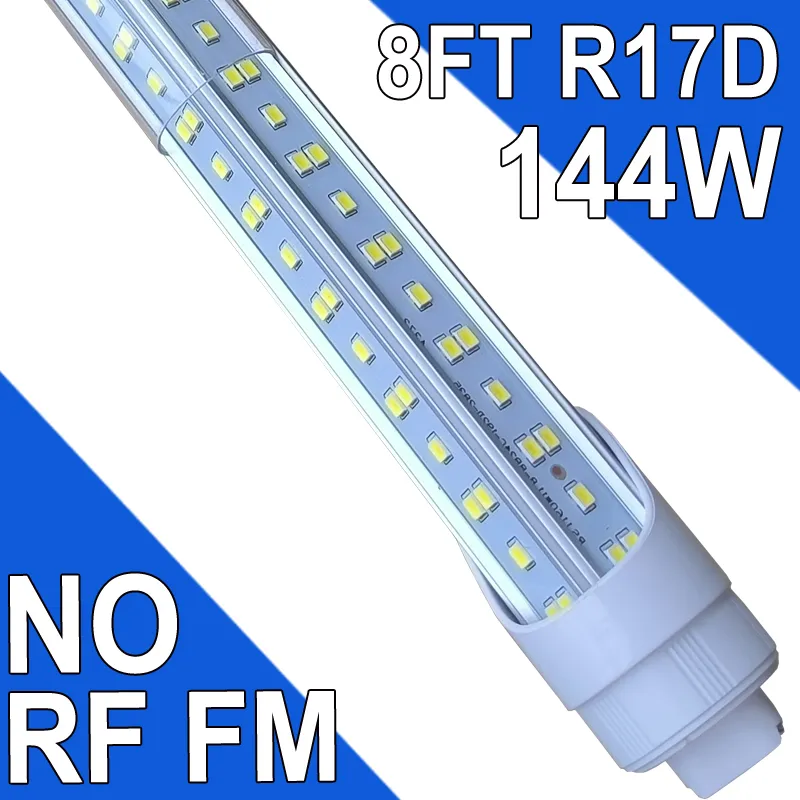 R17D 8フィート電球ライト、270度4列LED蛍光備品の交換、T8 6000Kクールホワイト、乳白色、85V-265V、天井デュアルエンド、回転可能なUsaStock