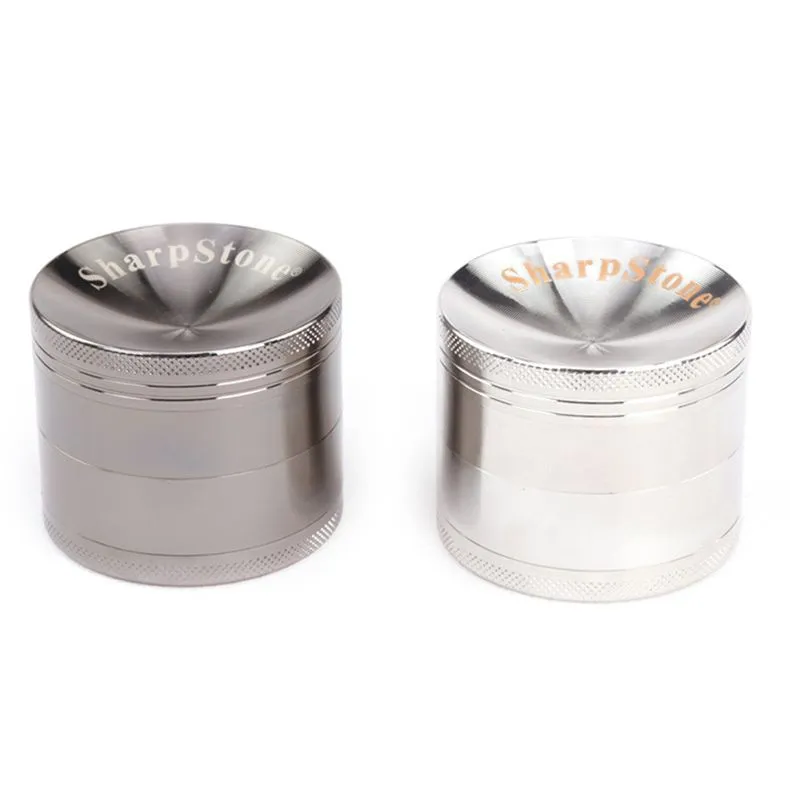 Sharpstone Grinder Zinc Alloy 4 Layers Herbal Grinder Diameter 50mm Concave Bowl Cover Silver and Gun-black Colors