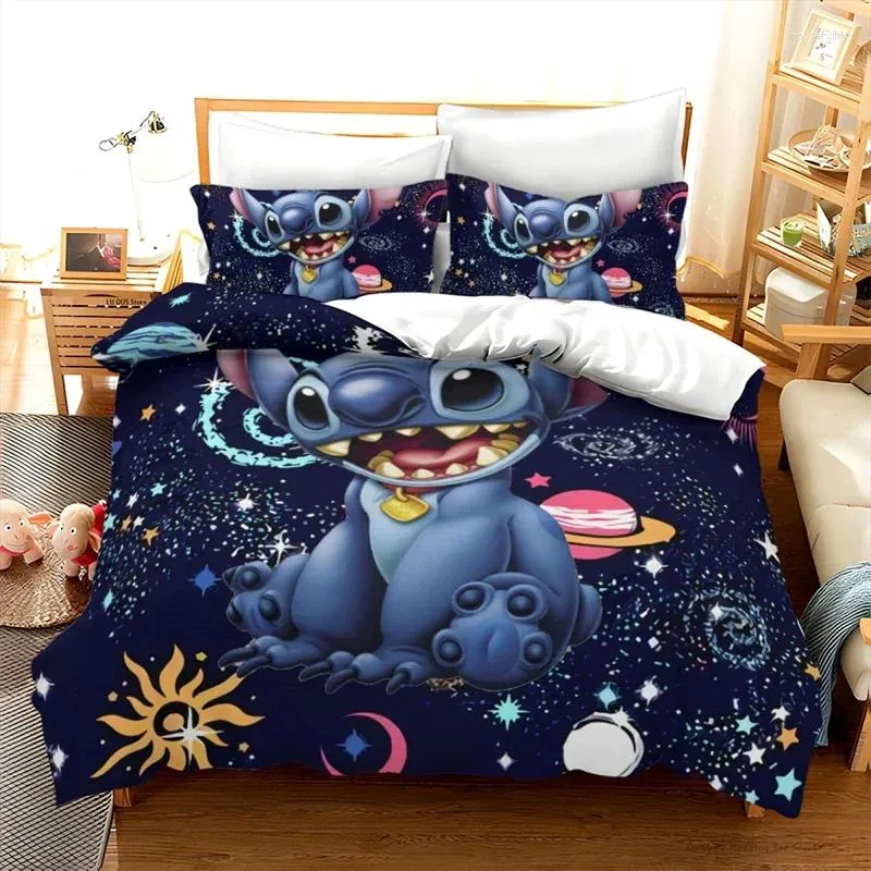 Beddengoedsets Leuke Stitch Set Dekbedovertrek Lichtgewicht Zacht Decoratief Voor Tieners Volwassen Jongens Meisje Cadeau Groot