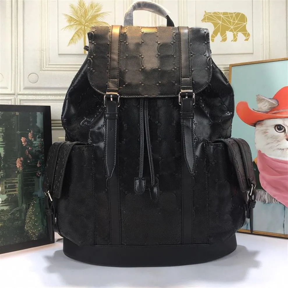 Männer Frauen Rucksack Schulter Tasche Handtasche Klassische Brief Echtes Leder Schwarz Farbe Rucksäcke Große Kapazität Reise Duffle Bags275k