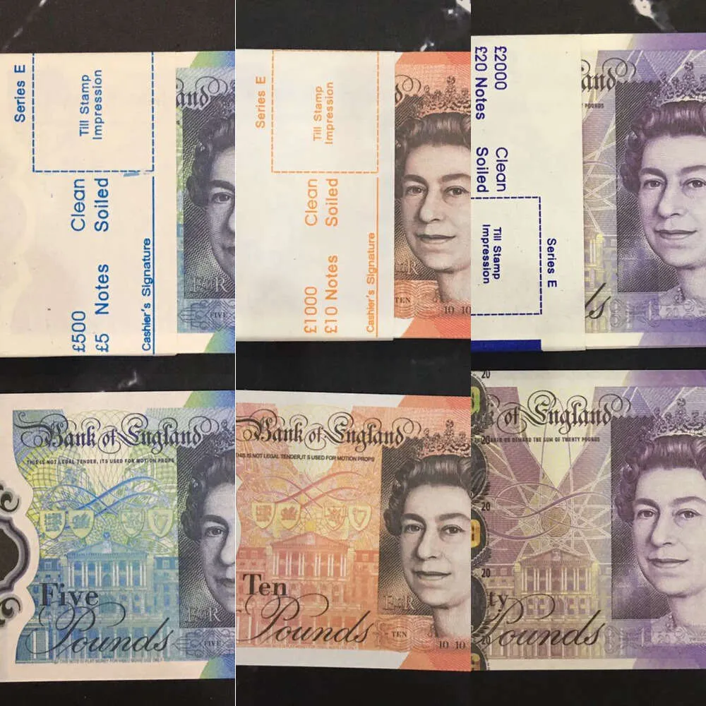 Paper Money Toys UK Funts GBP British 10 20 50 Pamiętna kopia propytu banknotów filmowych zabawek dla dzieci Prezenty świąteczne lub film wideo9012350e2s06opj8avg