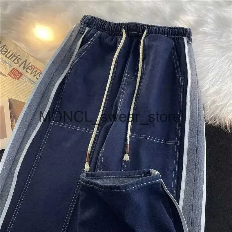 Kvinnor Pants Capris American Style High Street Drawstring Straight Ben Wide Ben Pants for Men and Women Autumn and Winter Trendy Brand Pants Couplesh2421