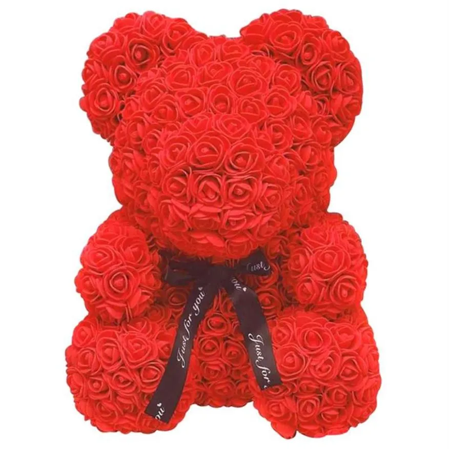 Künstliche Rose Blume Bär Spielzeug Frauen Mädchen Weihnachten Valentinstag Geschenke Home Decor 20 40CM E2S257c