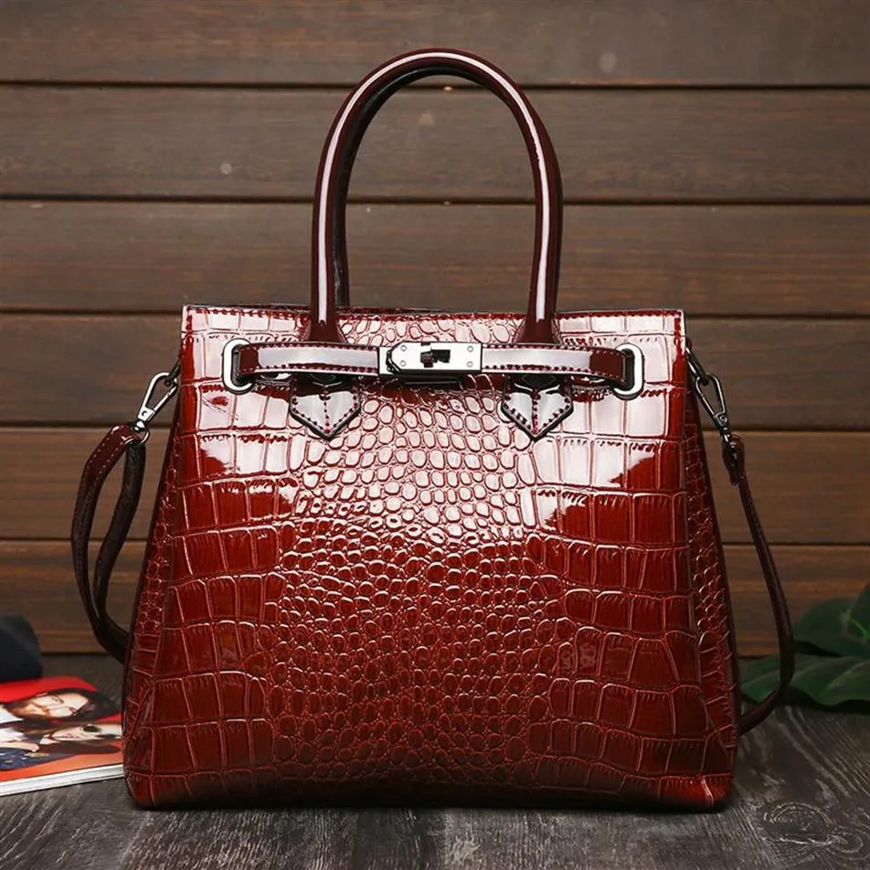 2020 nouveau Style le brillant le grain de crocodile pour les femmes en cuir mode sacs à main sac à bandoulière unique sac à bandoulière incliné Bag303Q