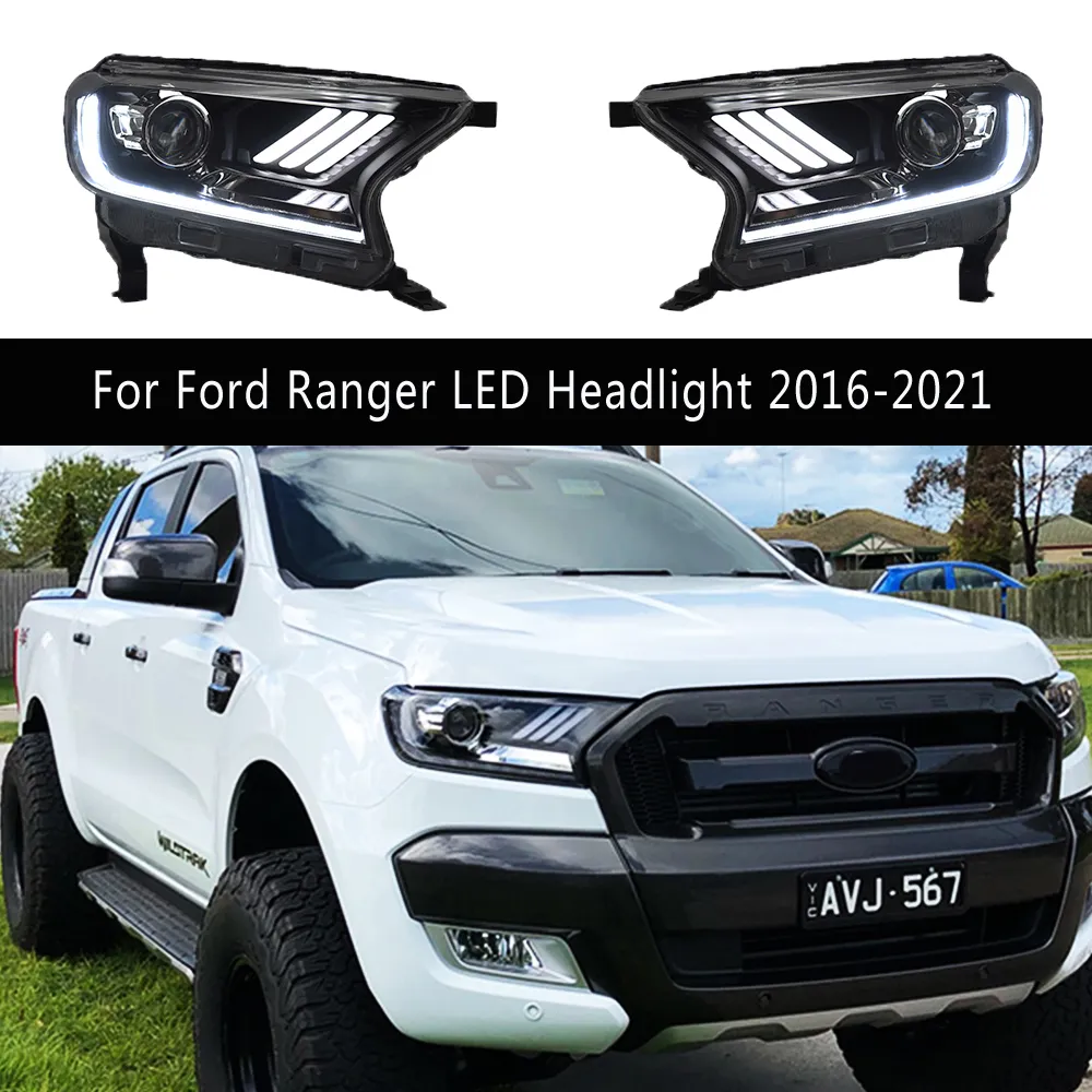 Per Ford Ranger LED Gruppo faro 16-21 DRL Luce di marcia diurna Lampada anteriore Accessori auto Streamer Indicatore di direzione