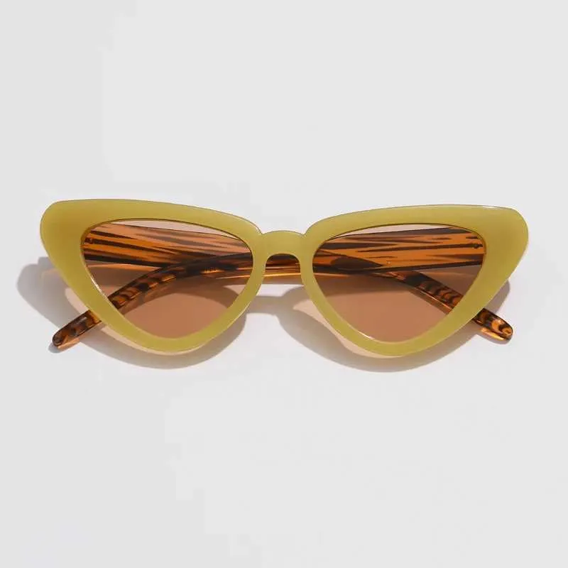 Gafas de sol Gafas de sol de ojo de gato Gafas de sol de ojo de gato pequeñas Diseñador de la marca Gafas para mujer Color caramelo Sombra degradado Gafas para mujer J240202