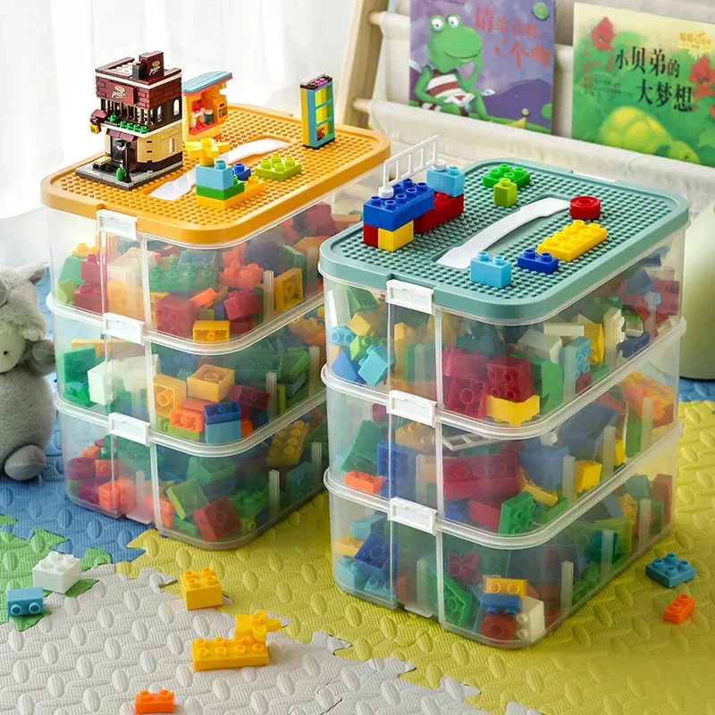 Lego Storage Box Building Block Organizer Particle Toy Jigsaw Puzzle Contenitore Divisorio Bin Bambini 240125