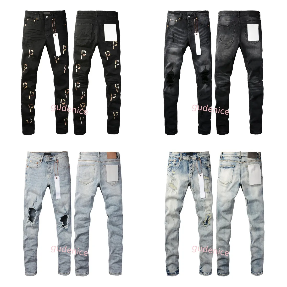 lila jeans för herrbyxor denim byxa gul smal svart rippad cyklist smal fit motorcykel mans staplade jeans män baggy jeans hål byxa